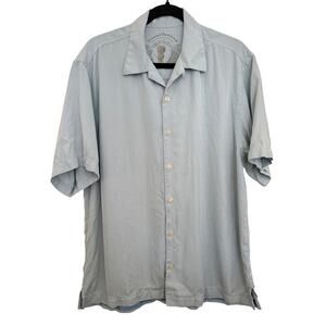 Tommy Bahama Light Blue Silk Short Sleeve Button Down Large Resortwear Preppy